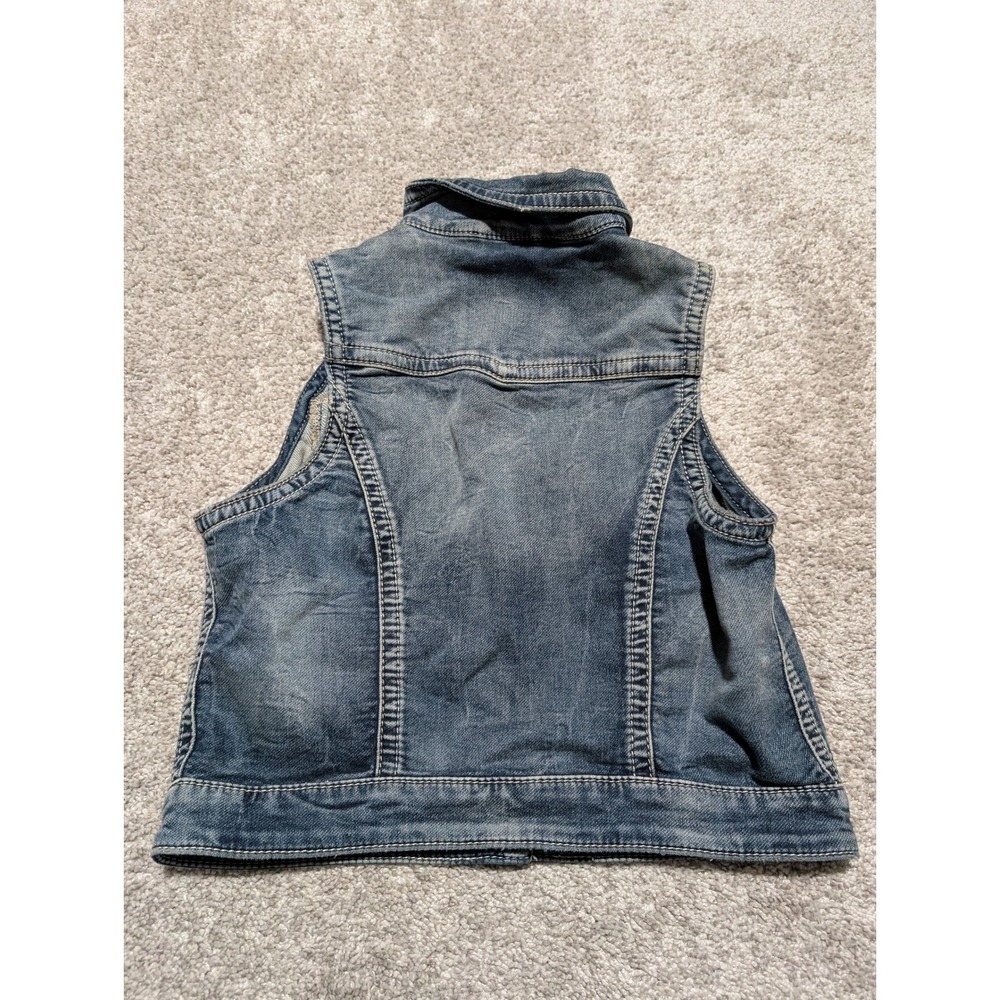 Silver Jeans Co Womens Medium Wash Denim Vest Blue Cropped Button Up L12VF0017 M - Picture 5 of 9